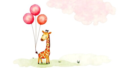 Obraz premium giraffe and balloons