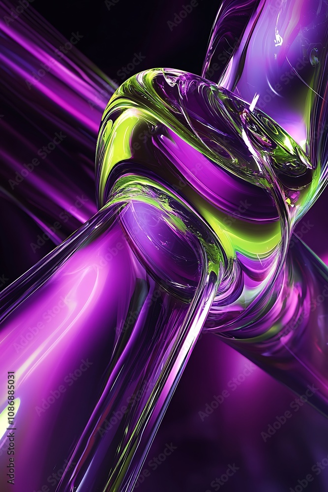 Poster abstract close-up of colorful glass and light reflections emphasizing vivid purple and green shades 