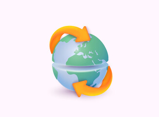 Green Planet Earth, Earth Day, Environment day, Ecology concept. 3D Web Vector Illustrations.