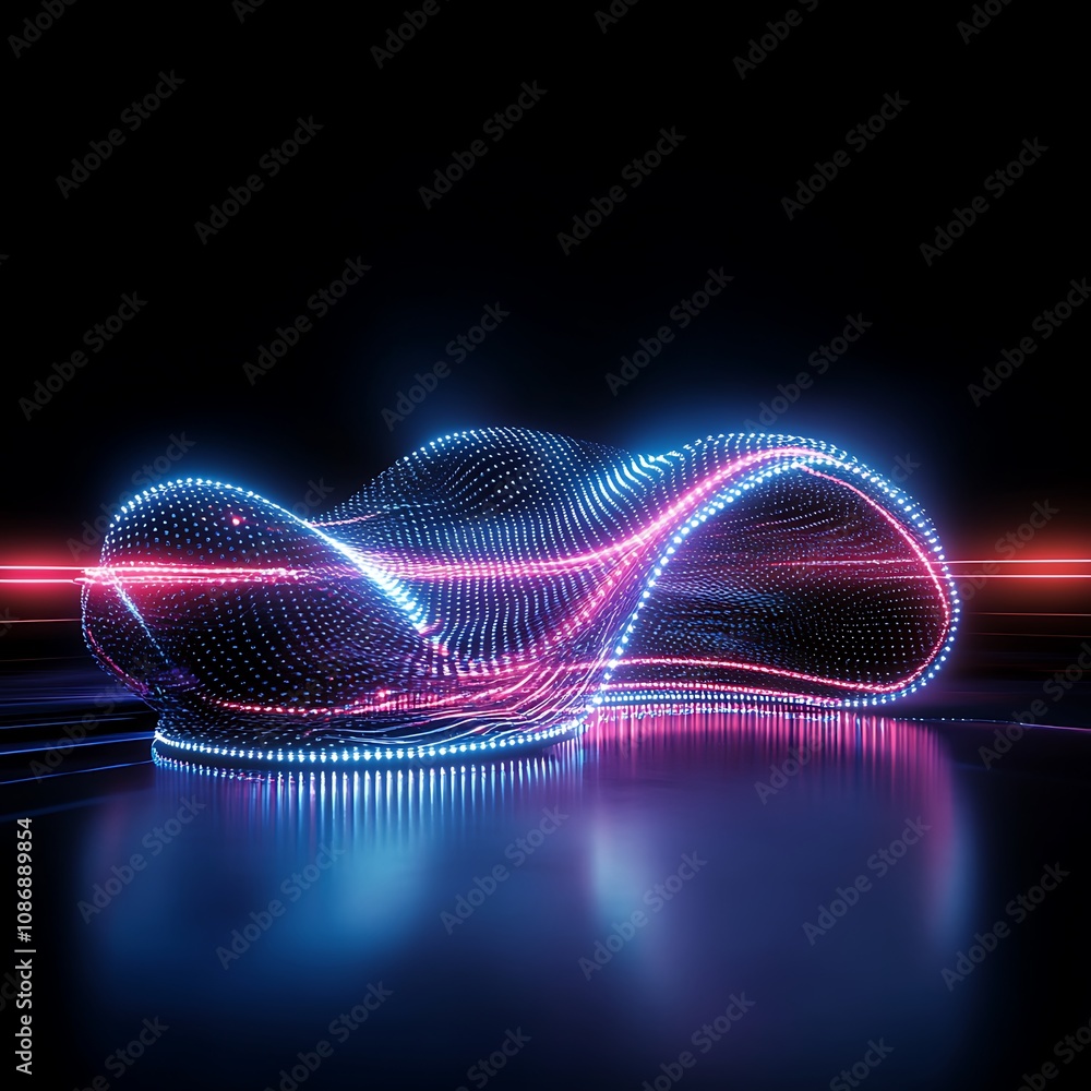 Aufkleber abstract digital wave with vibrant lights, glowing patterns and fluid motion representing technology