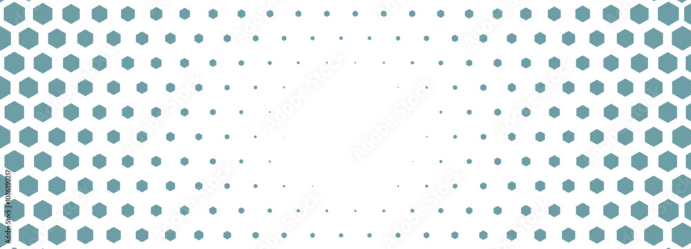 Poster abstract blue hexagon technology pattern consists of different hexagons isolated on a white backgrou