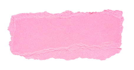 Isolated cut out torn piece of blank soft pink paper note cardboard with texture and copy space for text, transparent png background design element
