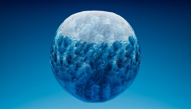 3D rendering abstract of sea circle over blue background