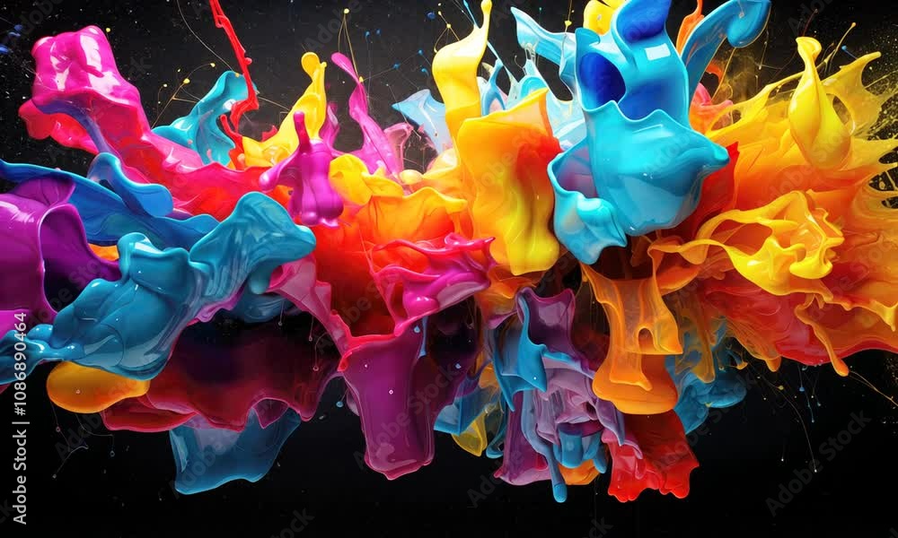 Poster vibrant splashes of color create stunning abstract art in a dynamic display of creativity and motion