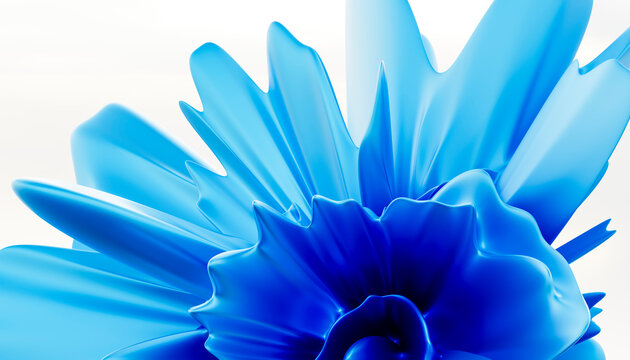 Close-up 3D rendering abstract of blue paint splash