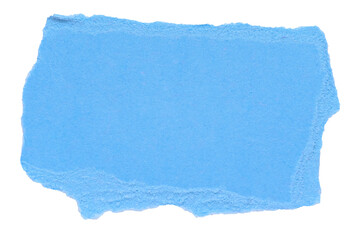 Isolated cut out torn piece of blank light blue paper note cardboard with texture and copy space...
