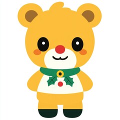 Adorable Christmas Bear Cub Cartoon Illustration