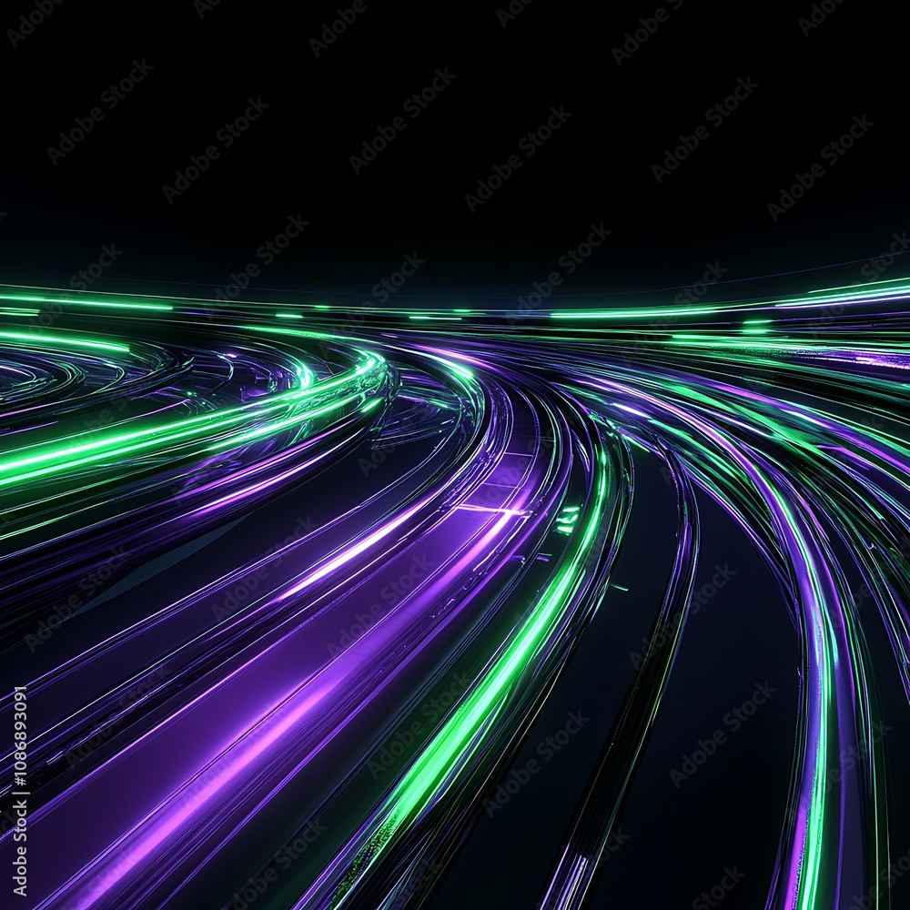 Poster abstract glowing lines in vibrant neon colors create a dynamic and futuristic background, ideal for 