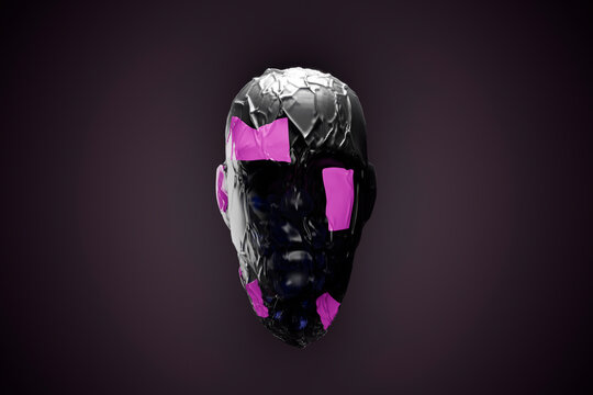 Black textured mannequin head over black background