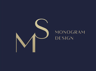 MS or SM letter logo icon design. Classic style luxury initials monogram.