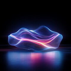 Fototapeta premium Abstract glowing waves in vibrant colors on a dark background, showcasing fluid movement and modern design, ideal for technology and digital themes