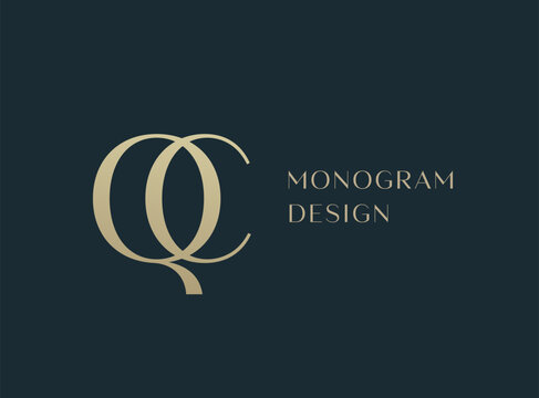 QC letter logo icon design. Classic style luxury initials monogram.