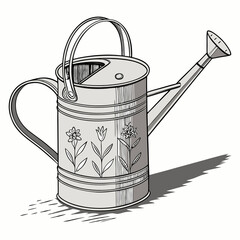 A simple watering can featuring a sturdy handle, designed for easy pouring and plant care.