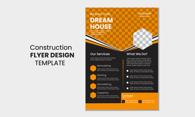 Construction business flyer design , a4 template layout and essential design features, flyer, leaflets decoration for printing, and presentation 

