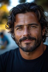 Smiling Young Man in Beanie at Outdoor Skate Park