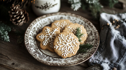 Fototapeta premium Minimalist Plates, Rustic Accents, and Handmade Treats.