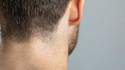 Fototapeta premium Skin Assessment, Close-up view of a man's bare back showcasing scattered moles and freckles, emphasizing skin texture against a minimalistic and clean background.