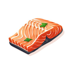 Simple flat 2D icon teriyaki salmon fillet isolated on a transparent background, vector, animation design, vector, flat design, animation design, simple flat 2D icon, minimalist design