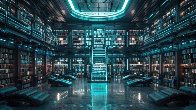 Digital library with holographic bookcases