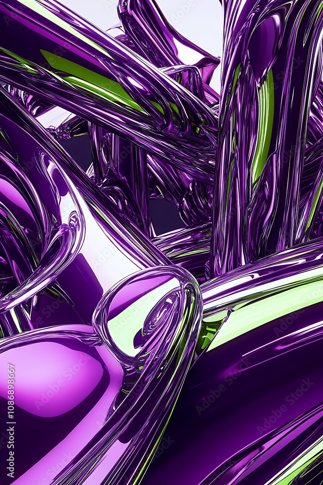 Poster abstract representation of colorful translucent tubes intertwining in a dynamic arrangement with vib