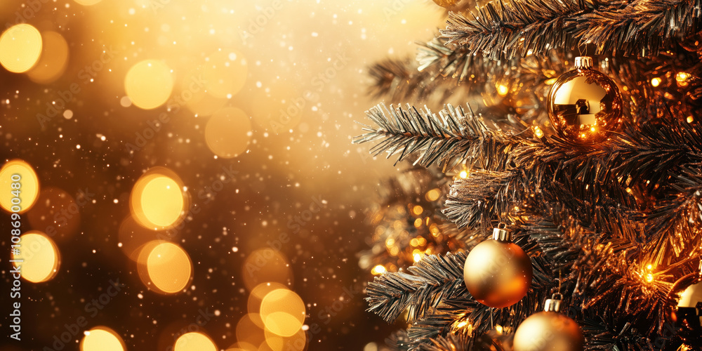 Poster christmas festive background with bokeh and lights. image. created with generative ai technology
