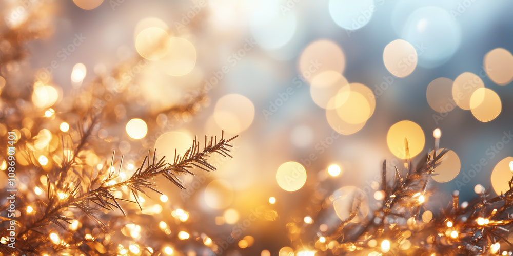 Poster christmas festive background with bokeh and lights. image. created with generative ai technology