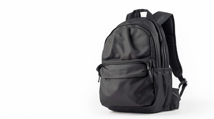 Naklejka premium Stylish and Functional Black Backpack for Daily Use, Travel, School, or Outdoor Activities with Multiple Compartments and Comfortable Straps