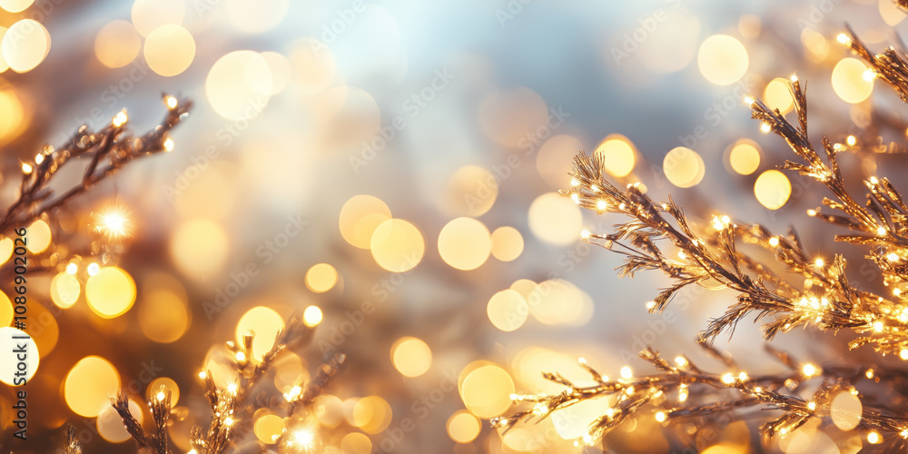 Poster christmas festive background with bokeh and lights. image. created with generative ai technology