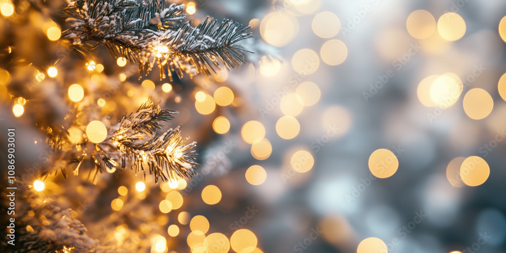 Poster christmas festive background with bokeh and lights. image. created with generative ai technology