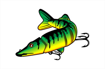fishing lure logo vector illustration. minnow lures for the fishing equipment business