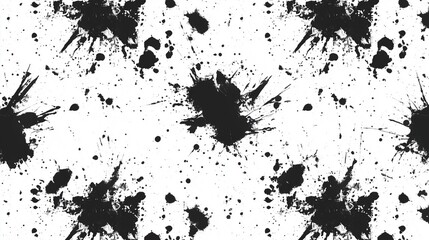 Obraz premium Textured seamless pattern with ink spatters in black and white 
