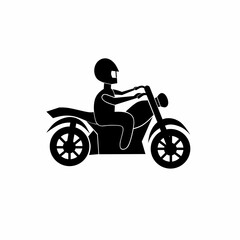 Obraz premium Vector illustration of a black silhouette of a motorcycle rider wearing a helmet, riding a sleek and modern motorcycle. Perfect for illustrating travel, adventure or transportation themes.