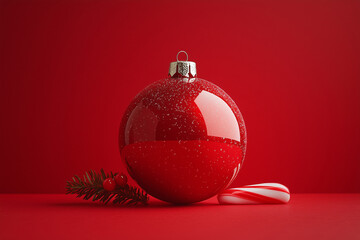 Red Christmas Ornament with Candy Cane