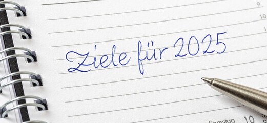 Eintrag in Terminkalender - Ziele für 2025