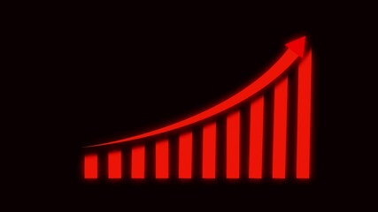 Business graph chart with growing business concept. Arrow rising on graph sale symbols. Abstract business growth and graph chart icon animation background. 