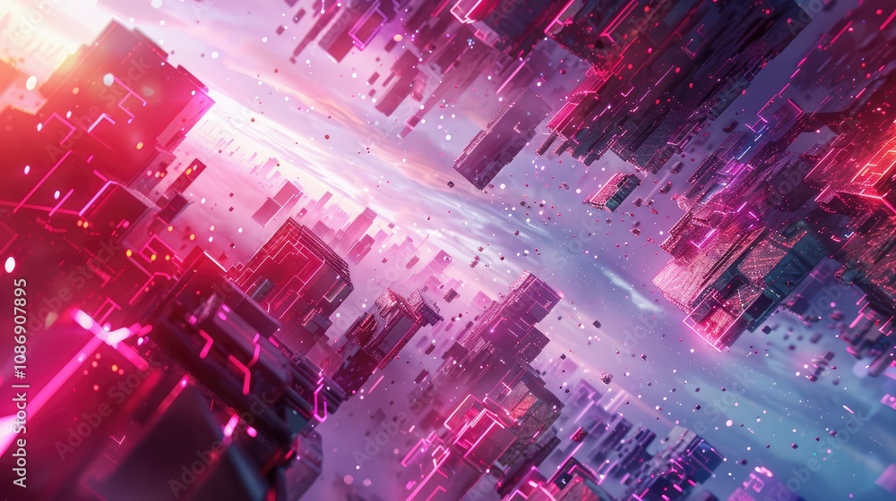 Poster futuristic geometric patterns in a digital setting