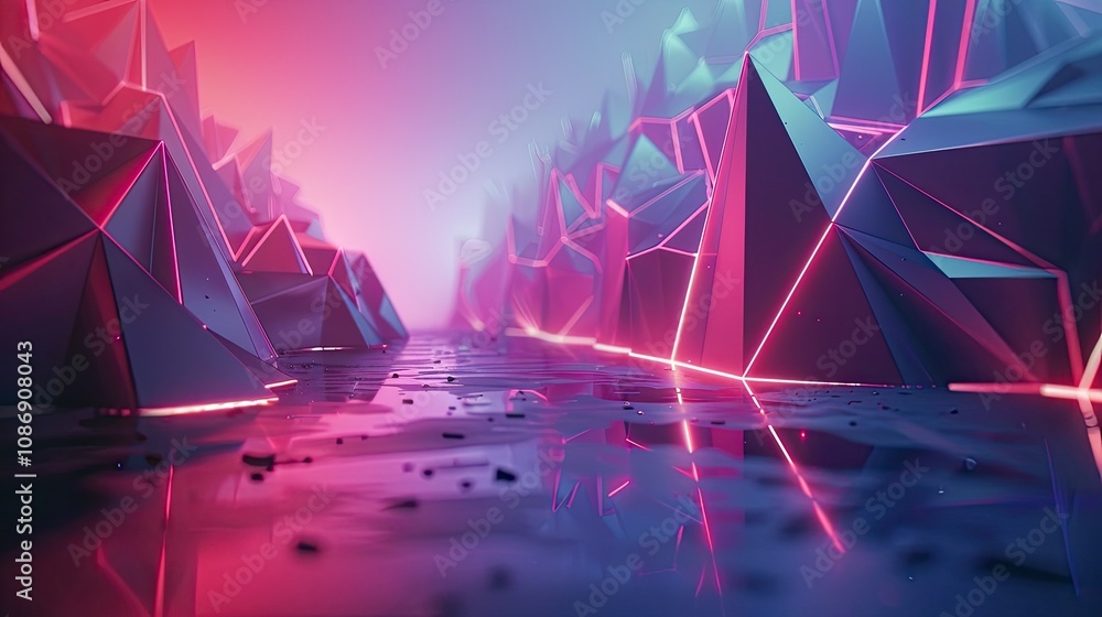 Aufkleber futuristic geometric patterns in a digital setting
