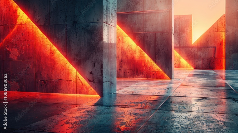 Aufkleber futuristic geometric patterns in a digital setting