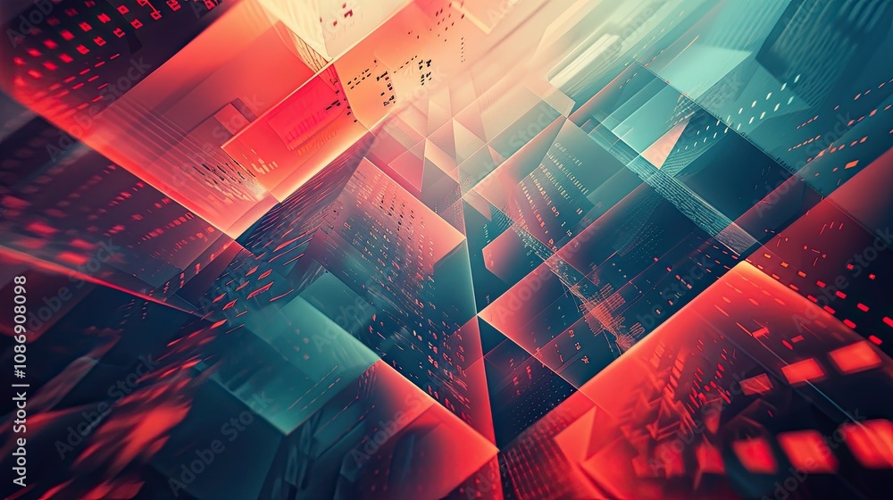 Aufkleber futuristic geometric patterns in a digital setting