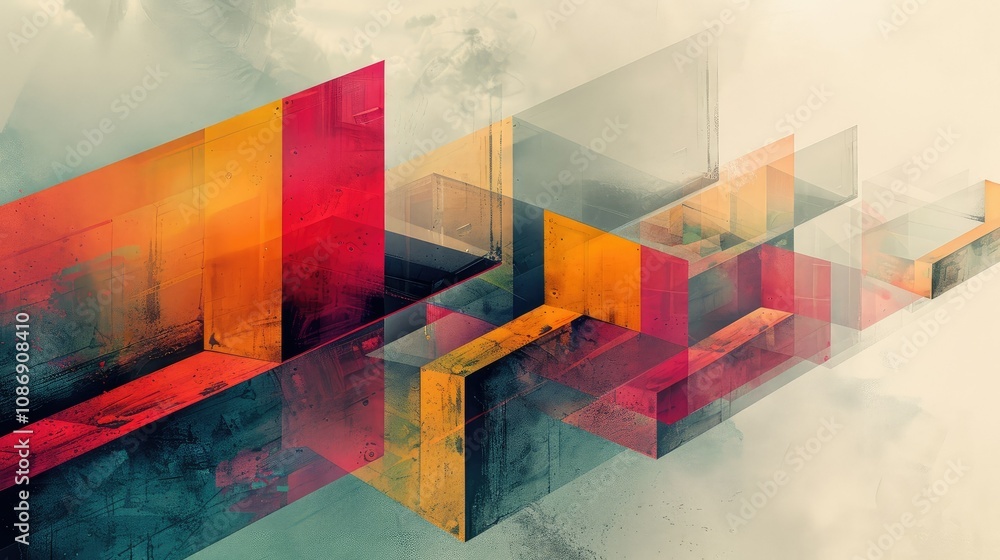 Poster futuristic geometric patterns in a digital setting