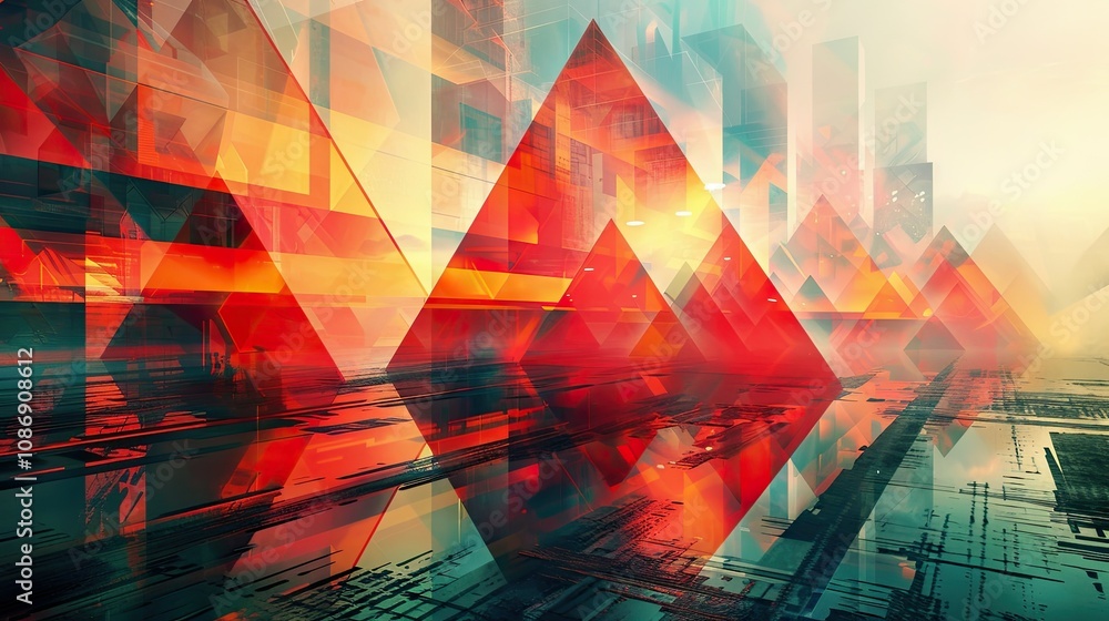 Aufkleber futuristic geometric patterns in a digital setting