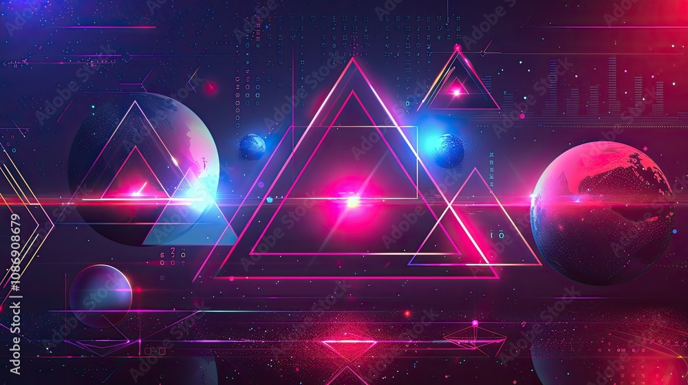Poster futuristic geometric patterns in a digital setting