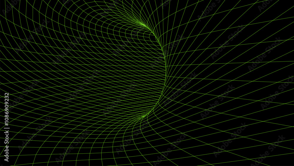 Poster abstract wireframe tunnel. light science wormhole. vector 3d portal grid. futuristic fantasy funnel.