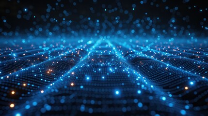 Naklejka premium Futuristic network of glowing blue lines on a dark background