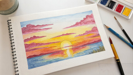 Sunset Drawn in 4K Scrapbook