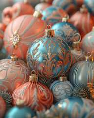 Christmas Baubles and Ornaments in Festive Colors