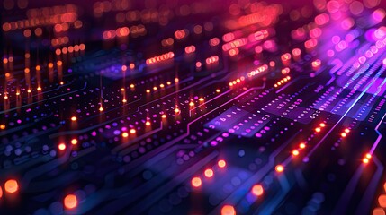 Fototapeta premium Geometric digital patterns in a high-tech setting