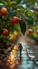 Little toy men in the garden