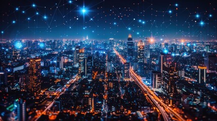 Fototapeta premium Business growth icons and charts over.