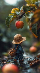 Little toy men in the garden